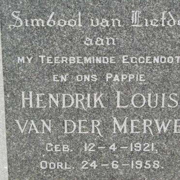 MERWE Hendrik Louis, van der 1921-1958