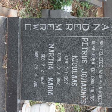 MERWE Petrus Johannes Nicolaas,van der 1897-1982 &amp; Martha Maria 1909-1982