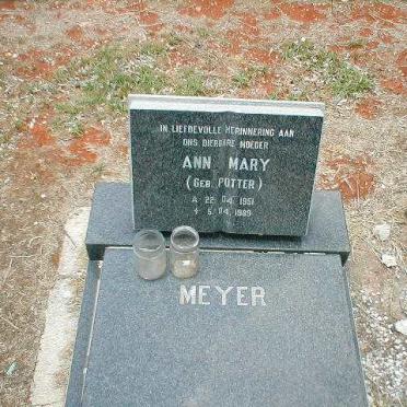 MEYER Ann Mary nee POTTER 1951-1989