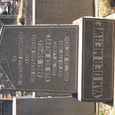MERWE Anna Sophia, van der nee DE LANGE 1868-1954