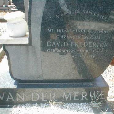 MERWE David Frederick, van der 1925-1973