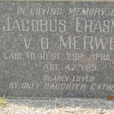 MERWE Jacobus Erasmus, v.d. -1952