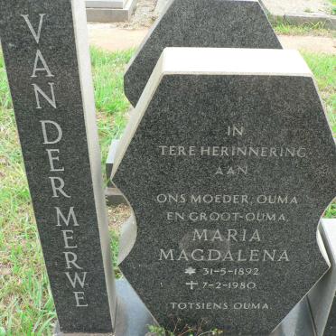 MERWE Maria Magdalena, van der 1892-1980