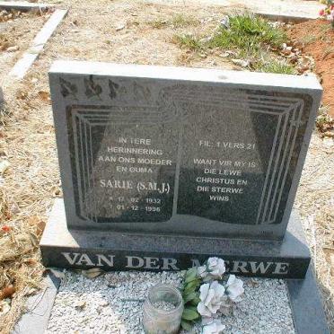MERWE S.M.J., van der 1932-1996