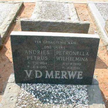 MERWE Andries Petrus, v.d. 1884-1955 &amp; Petronella Wilhelmina 1890-1961