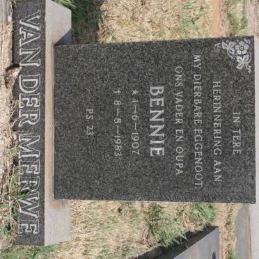 MERWE Bennie, van der 1907-1983