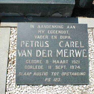 MERWE Petrus Carel, van der 1921-1974