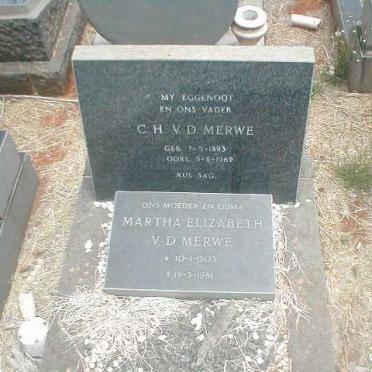 MERWE C.H., v.d.1893-1969 &amp; Martha Elizabeth 1903-1981