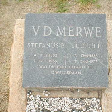 MERWE Stefanus P., v.d. 1882-1935 &amp; Judith I. 1885-1977