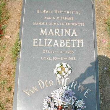 MERWE Marina Elizabeth, van der 1936-1983