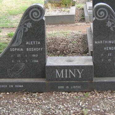 MINY Marthinus Hendrik 1904-1979 &amp; Aletta Sophia BOSHOFF 1913-1994