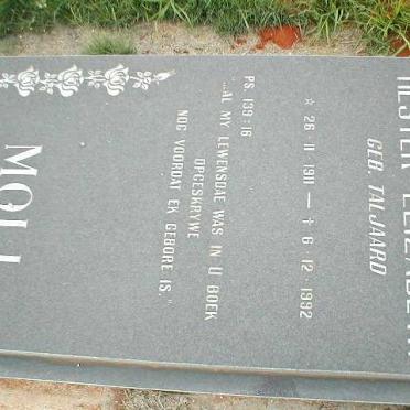 MOLL Hester Elizabeth nee TALJAARD 1911-1992