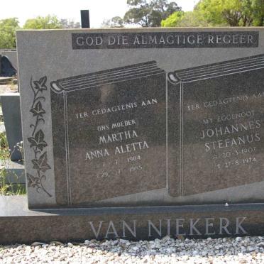 NIEKERK Johannes Stefanus, van 1907-1974 &amp; Martha Anna Aletta 1904-1985