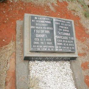 NIEKERK Frederik Daniel, van 1920-1969 &amp; Susanna Margaretha 1928-1987