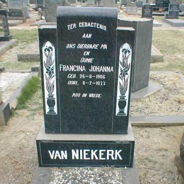 NIEKERK Francina Johanna, van 1906-1977