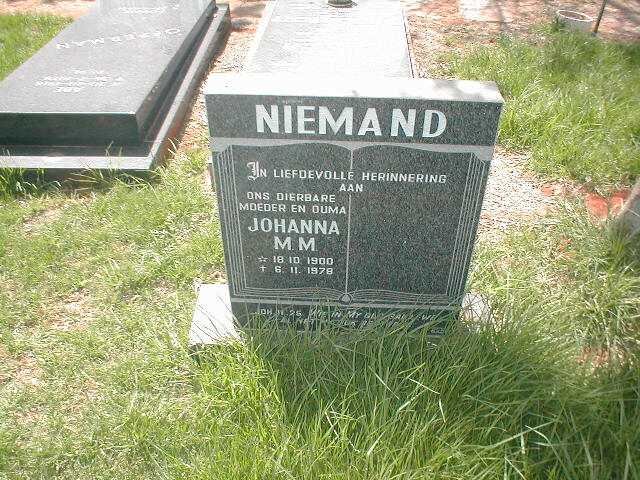 NIEMAND Johanna M.M. 1900-1978