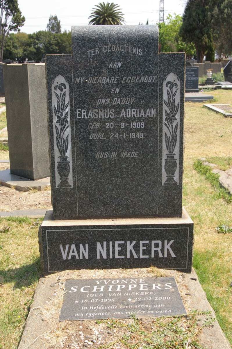 NIEKERK Erasmus Adriaan, van 1909-1949 :: SCHIPPERS Yvonne nee VAN NIEKERK 1935-2000