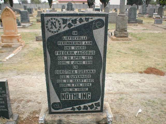 NOTHLING Frederik Jacobus 1877-1918 &amp; Dorothea Susanna DUVENHAGE 1887-1924