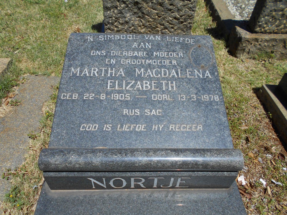 NORTJE Martha Magdalena Elizabeth 1905-1978