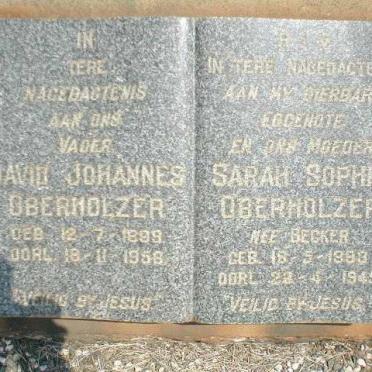 OBERHOLZER David Johannes 1899-195? &amp; Sarah Sophia BECKER 1893-1945