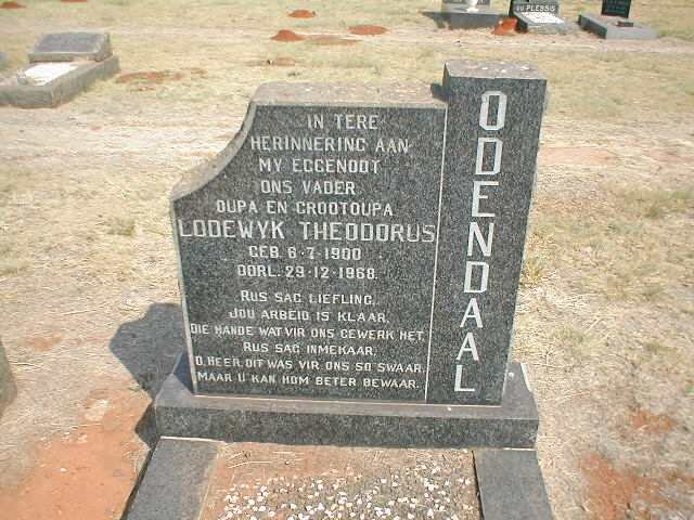 ODENDAAL Lodewyk Theodorus 1900-1968