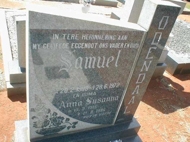 ODENDAAL Samuel 1908-1972 &amp; Anna Susanna 1915-1986