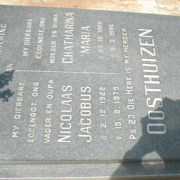OOSTHUIZEN Nicolaas Jacobus 1922-1979 &amp; Catharina Maria 1928-1996