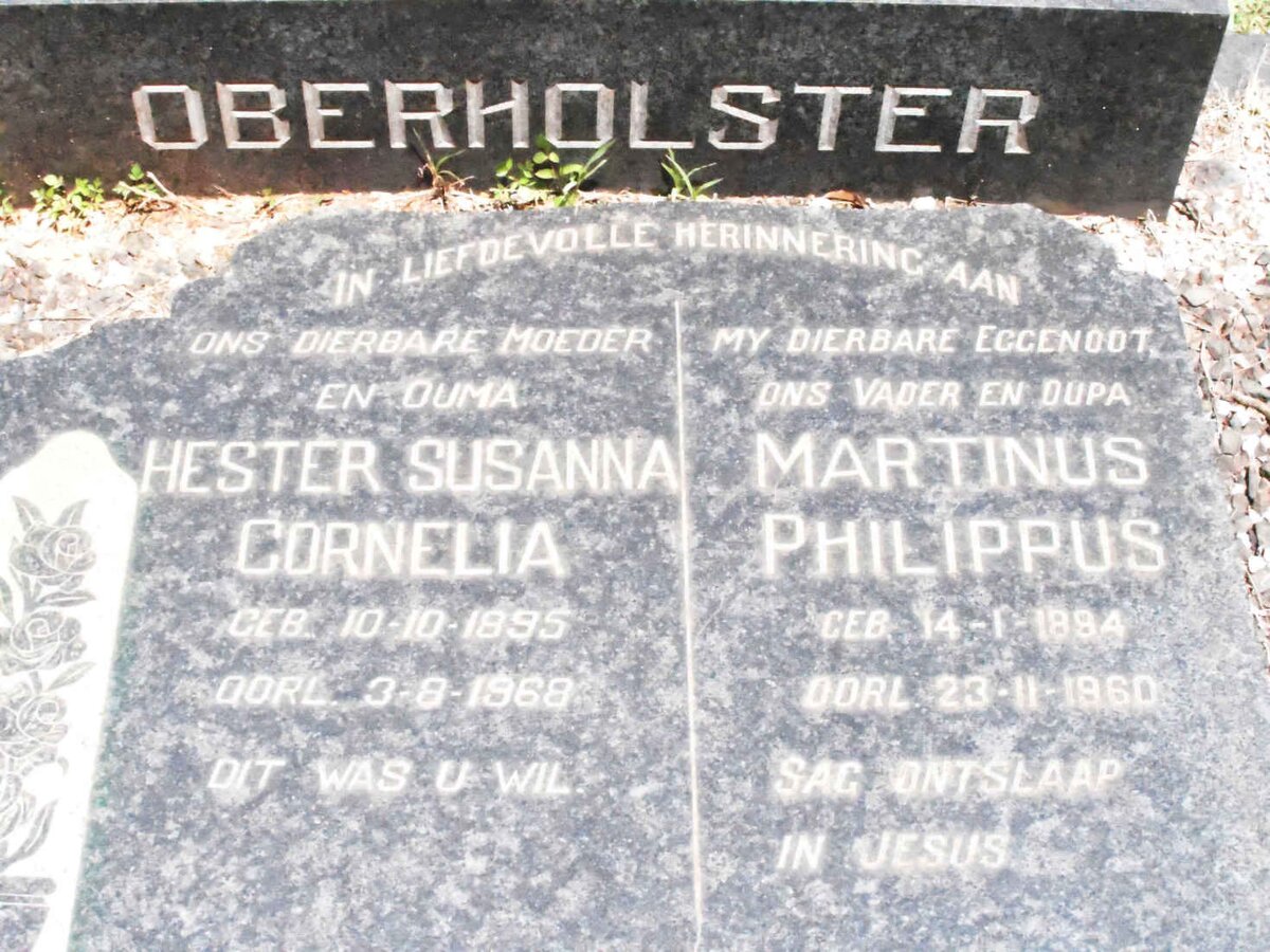 OBERHOLSTER Martinus Philippus 1894-1960 &amp; Hester Susanna Cornelia 1895-1960