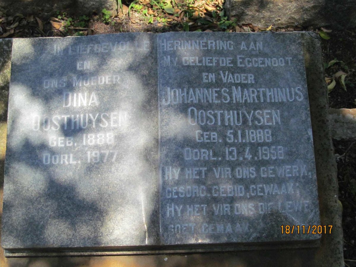 OOSTHUYSEN Johannes Marthinus 1888-1958 &amp; Dina 1888-1977