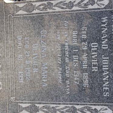 OLIVIER Wynand Johannes 1896-1947 &amp; Gezina Maria 1902-1991