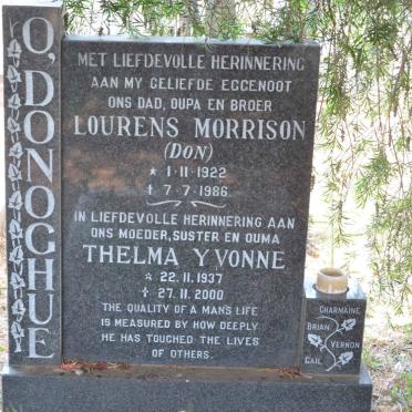 O'DONOGHUE Lourens Morrison 1922-1986 &amp; Thelma Yvonne 1937-2000