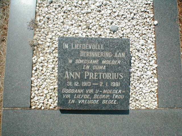PRETORIUS Ann 1913-1981
