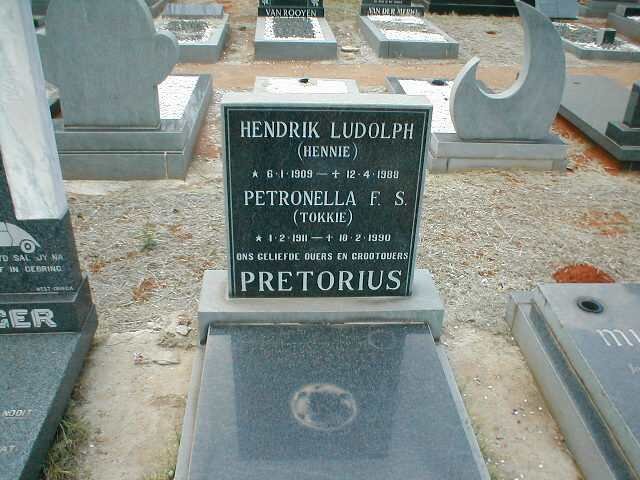 PRETORIUS Hendrik Ludolph 1909-1988 &amp; Petronella F.S. 1911-1990