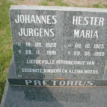 PRETORIUS Johannes Jurgens 1920-1991 &amp; Hester Maria 1925-1999