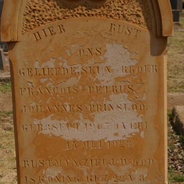 PRINSLOO Francois Petrus Johannes 1907-1923
