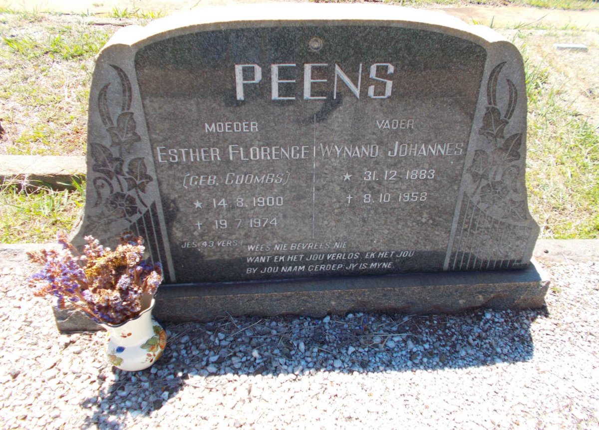 PEENS Wynand Johannes 1883-1958 &amp; Esther Florence COOMBS 1900-1974