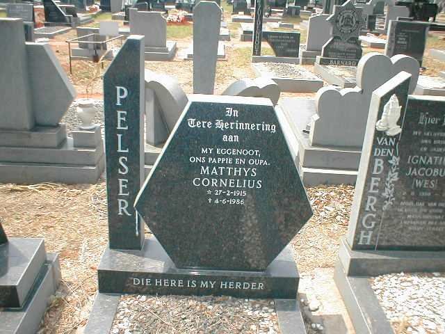 PELSER Matthys Cornelius 1915-1986