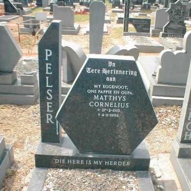 PELSER Matthys Cornelius 1915-1986