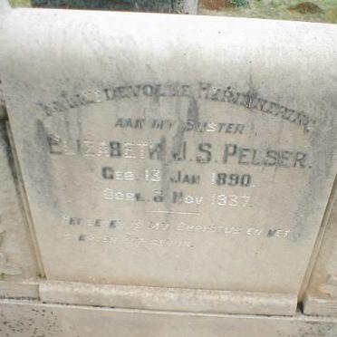 PELSER Elizabeth J. S. 1890-1937