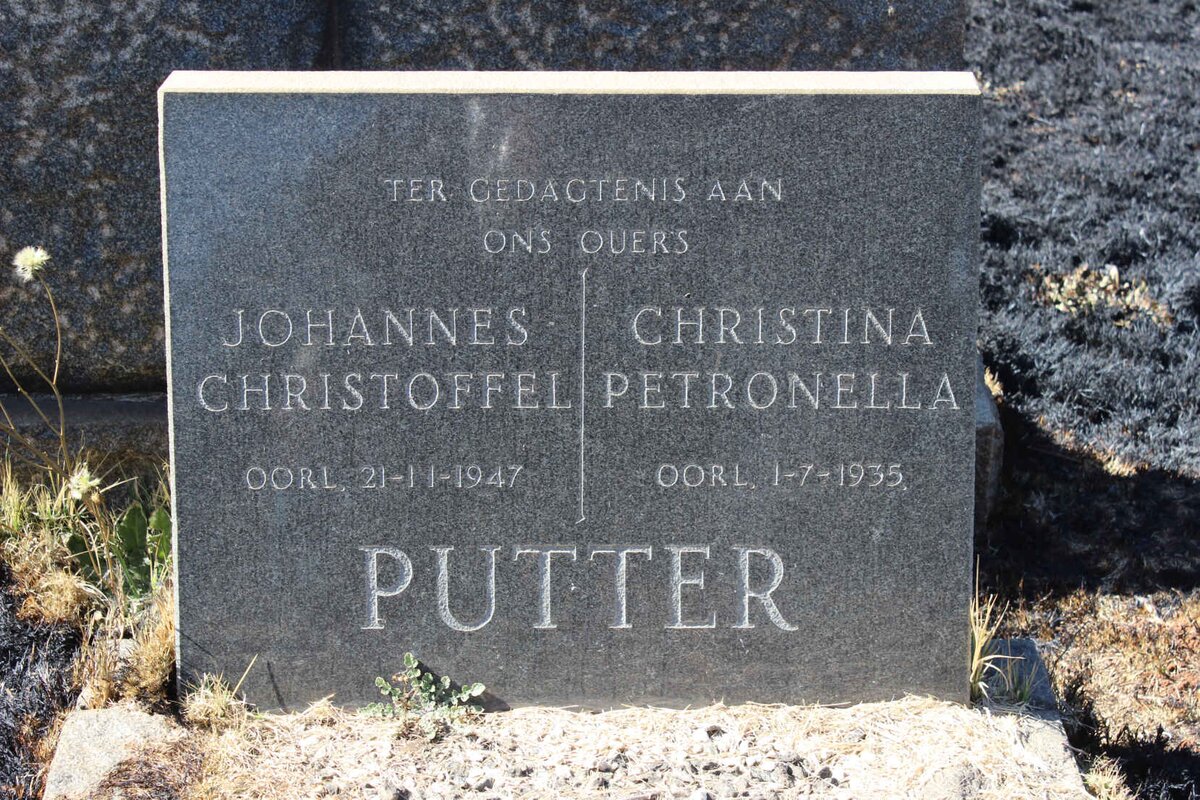 PUTTER Johannes Christoffel -1947 &amp; Christina Petronella -1935