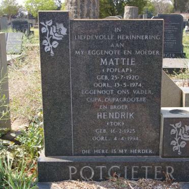 POTGIETER Hendrik 1925-1994 &amp; Mattie 1920-1974