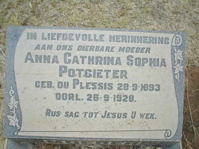POTGIETER Anna Cathrina Sophia nee DU PLESSIS 1893-1928