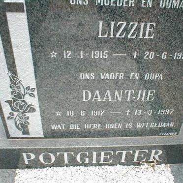 POTGIETER Daantjie 1912-1997 &amp; Lizzie 1915-1994