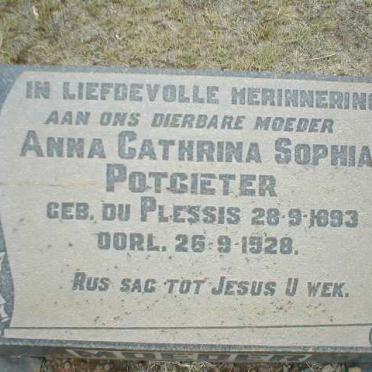 POTGIETER Anna Cathrina Sophia nee DU PLESSIS 1893-1928