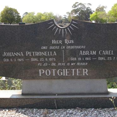 POTGIETER Abram Carel 1915-1977 &amp; Johanna Petronella 1925-1975
