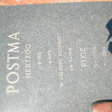 POSTMA Hertzog 1912-1975 &amp; Rykie 1914-2002