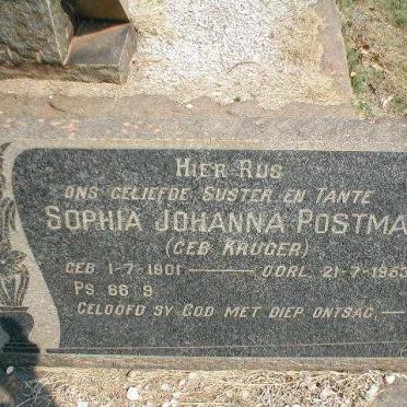 POSTMA Sophia Johanna nee KRUGER 1901-1953