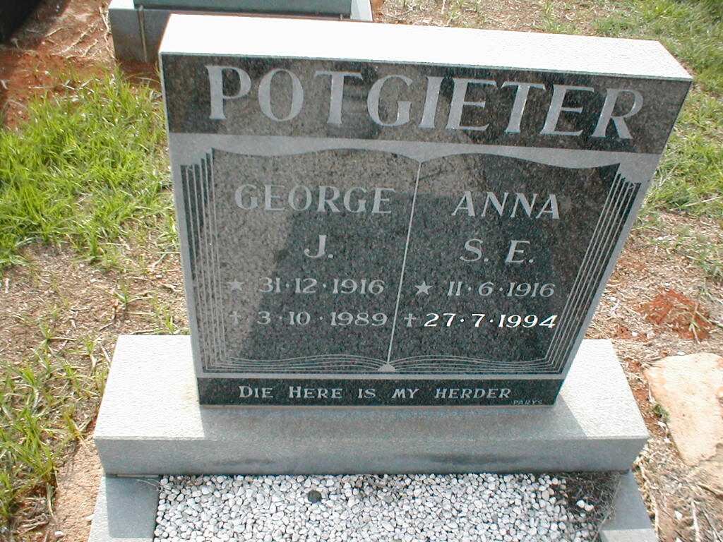 POTGIETER George J. 1916-1989 &amp; Anna S.E. 1916-1994