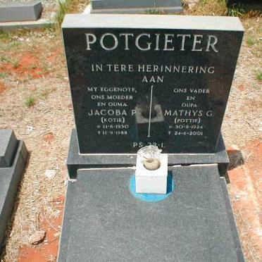 POTGIETER Mathys G. 1924-2001 &amp; Jacoba P. 1930-1988