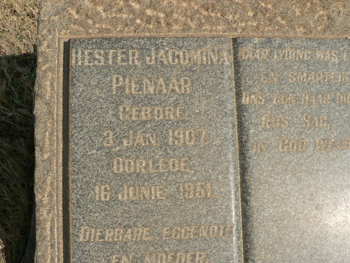 PIENAAR Hester Jacomina 1907-1951
